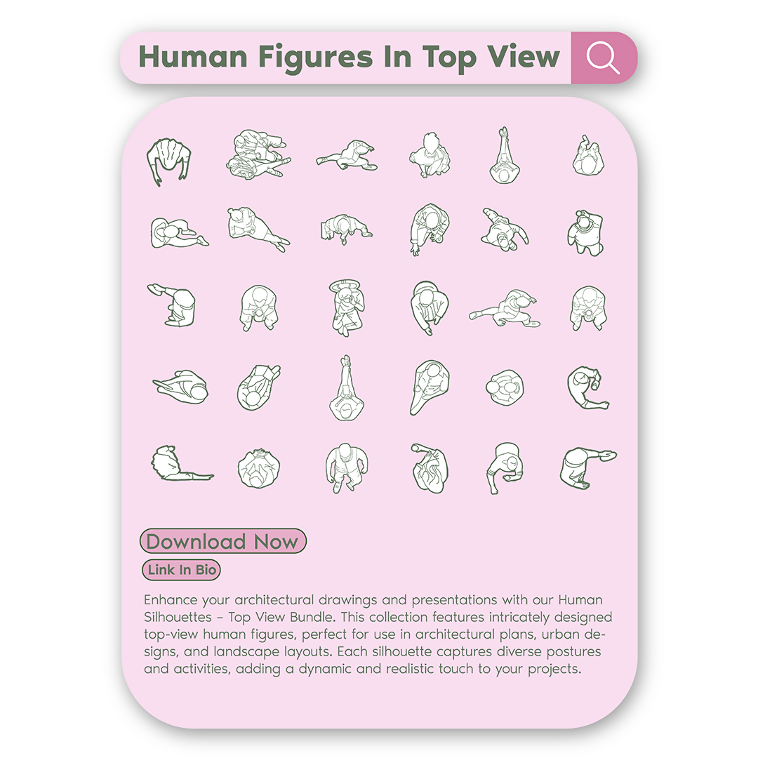 Human Figures In Top View — cutout pack for architectural visualisation