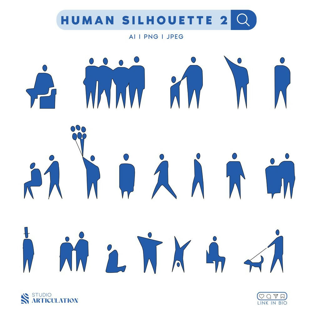 Human Silhouette 2 — cutout pack for architectural visualisation, preview 1 of 2