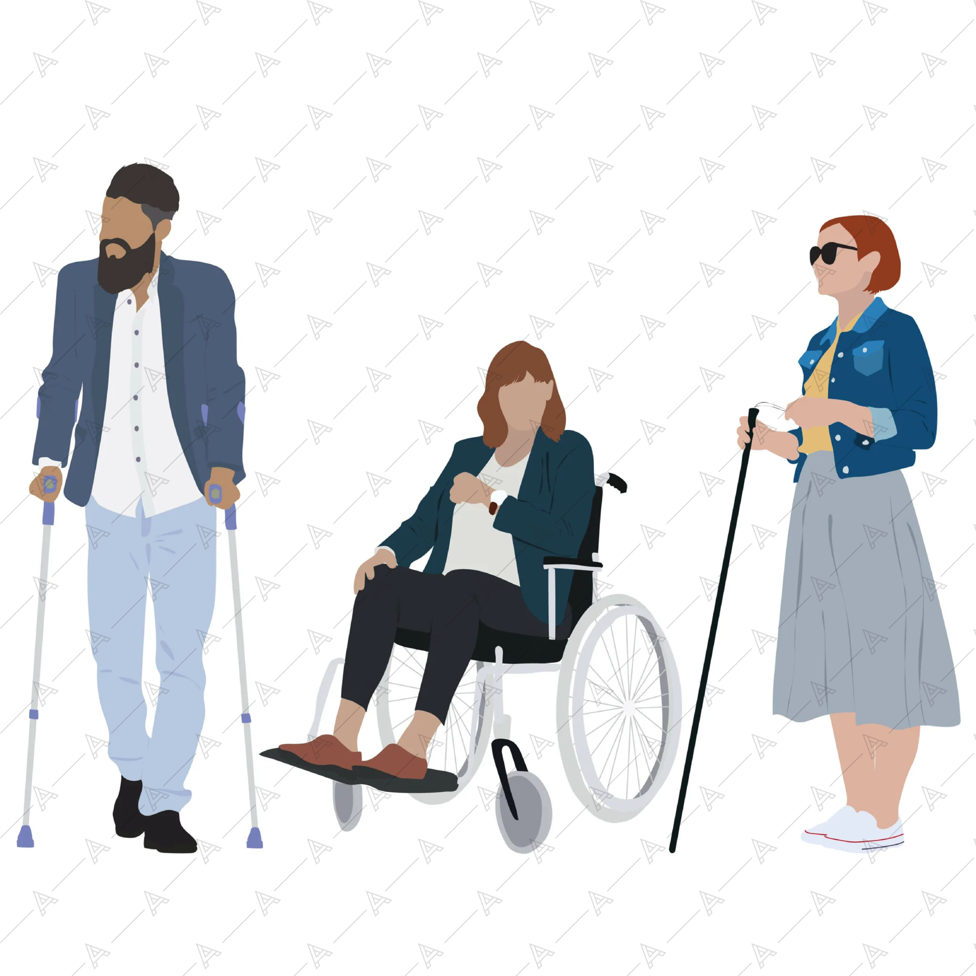 Illustrated characters Mega Pack (100 Figures) — cutout pack for architectural visualisation, preview 3 of 7