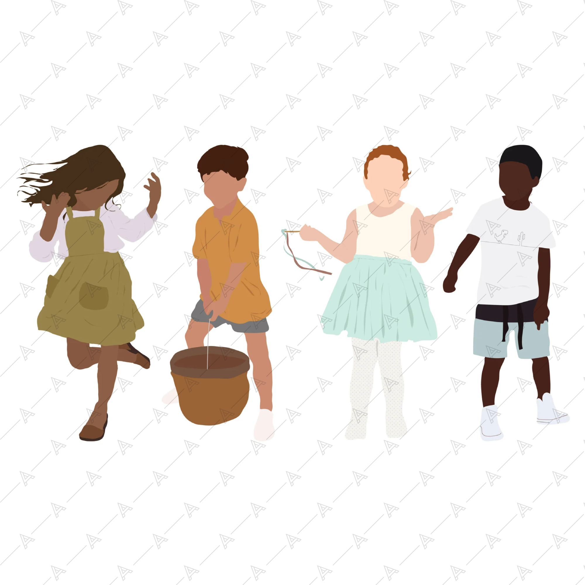 Illustrated characters Mega Pack (100 Figures) — cutout pack for architectural visualisation, preview 4 of 7