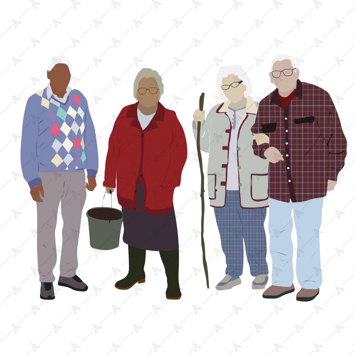 Illustrated characters Mega Pack (100 Figures) — cutout pack for architectural visualisation, preview 5 of 7
