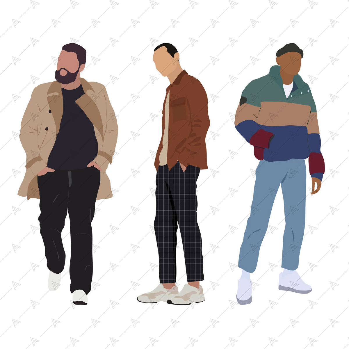 Illustrated characters Mega Pack (100 Figures) — cutout pack for architectural visualisation, preview 6 of 7