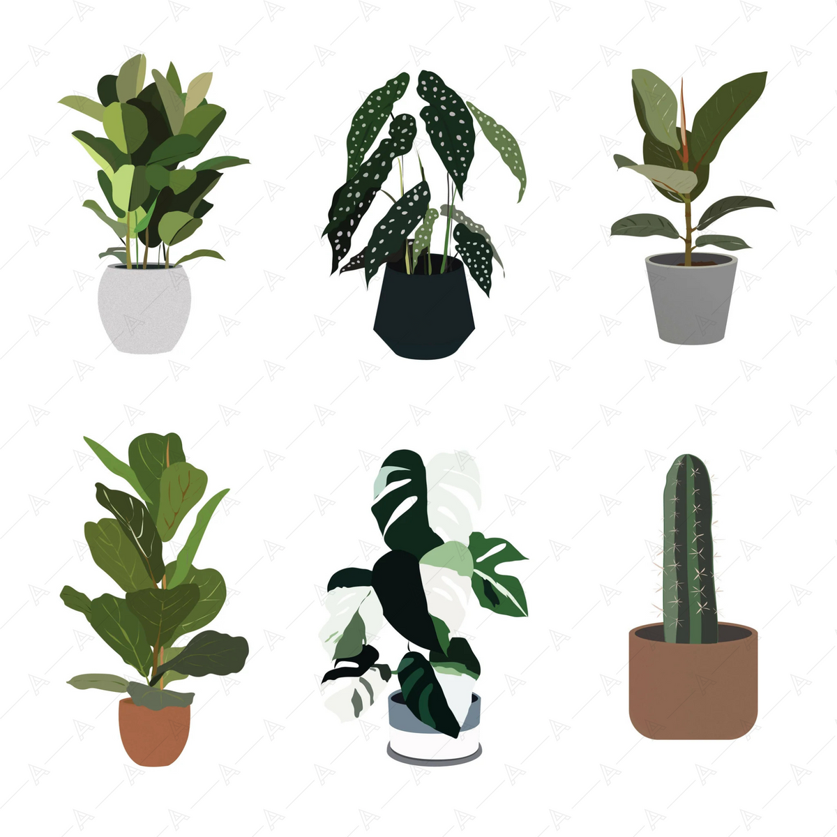 Illustrated Plants (22 figures) — cutout pack for architectural visualisation, preview 4 of 4