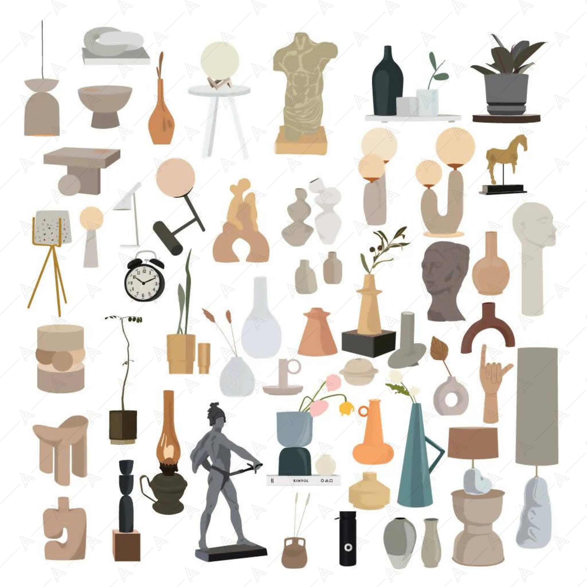 Interior Decor (50 figures) — cutout pack for architectural visualisation