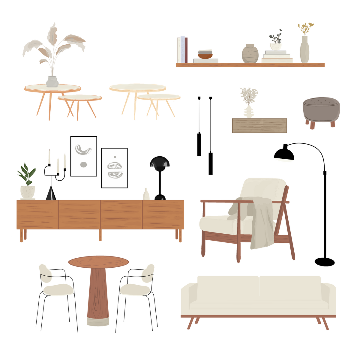 Interior Furniture Vectors — cutout pack for architectural visualisation