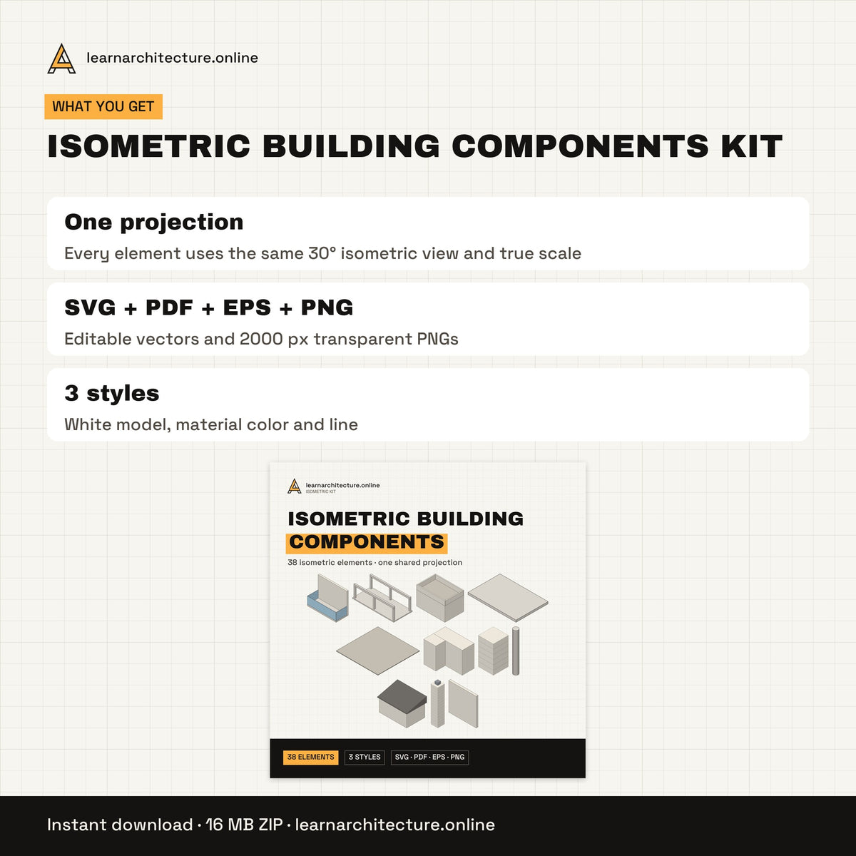 Isometric Building Components Kit files and formats