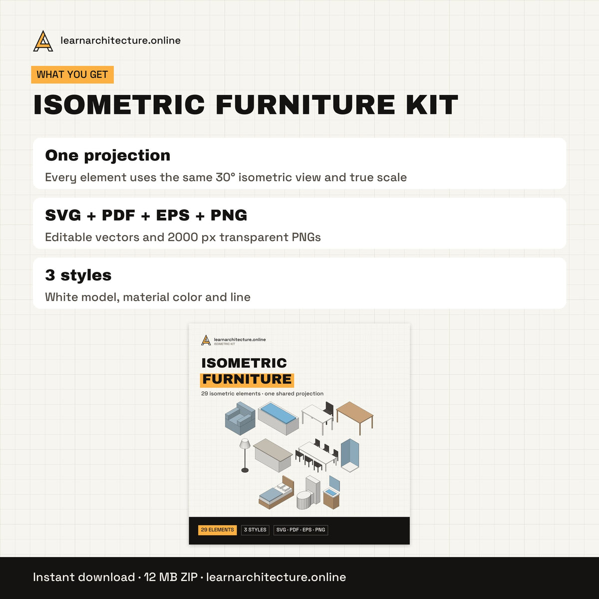 Isometric Furniture Kit files and formats