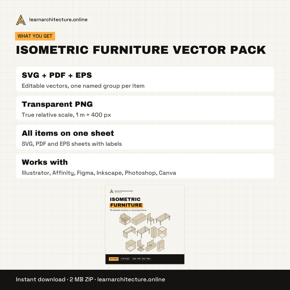 Isometric Furniture Vector Pack files and formats