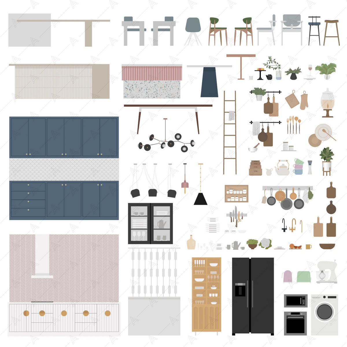 Kitchen Furniture Cutouts Pack — cutout pack for architectural visualisation, preview 4 of 9