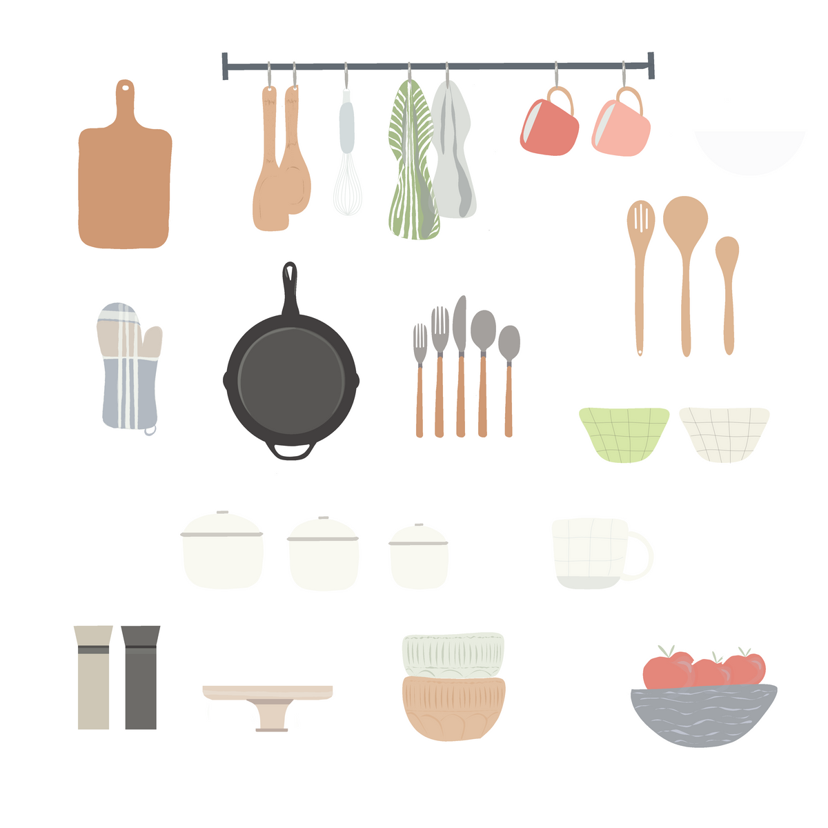 Kitchen Objects Illustrations — cutout pack for architectural visualisation