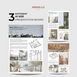 Minimalist A1 Presentation Boards for Canva, Neutral Theme (3 Layouts)