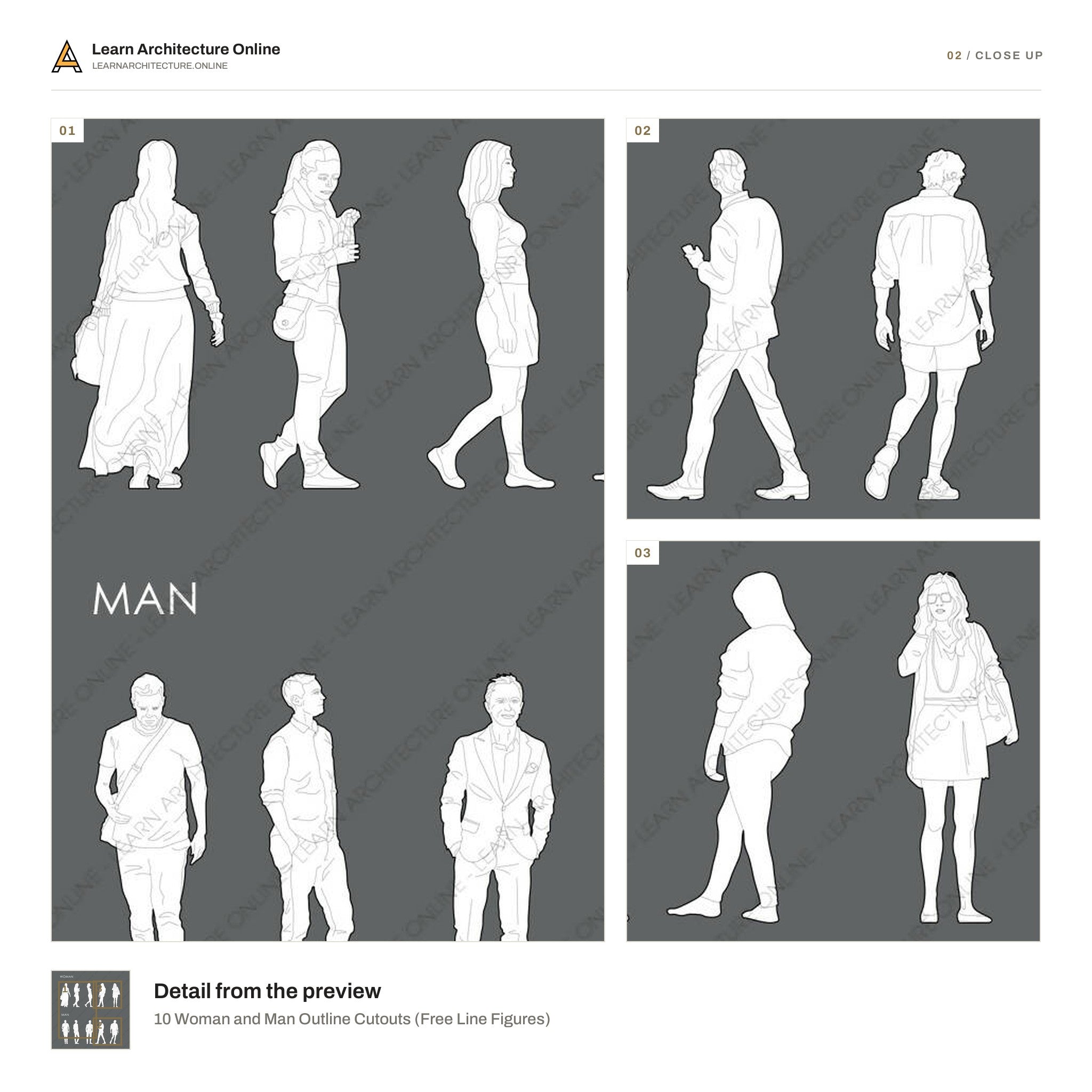 10 Woman and Man Outline Cutouts close up