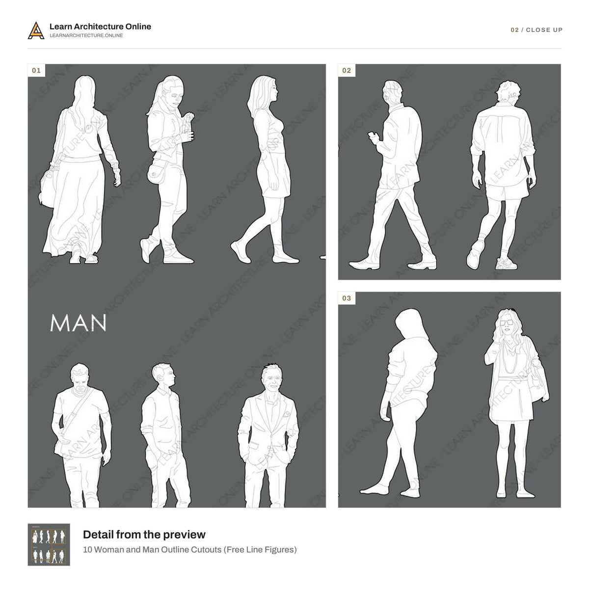 10 Woman and Man Outline Cutouts close up