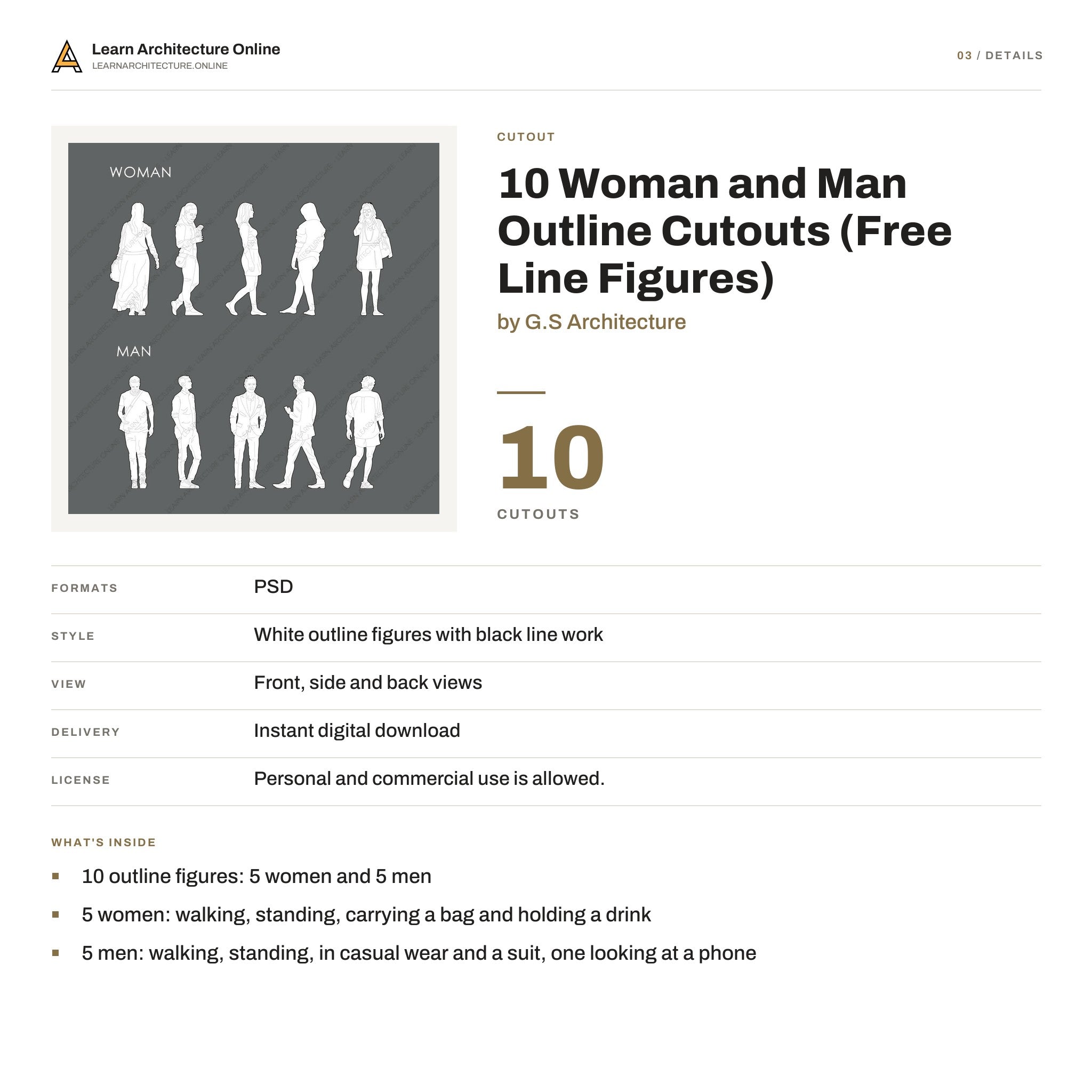 10 Woman and Man Outline Cutouts details