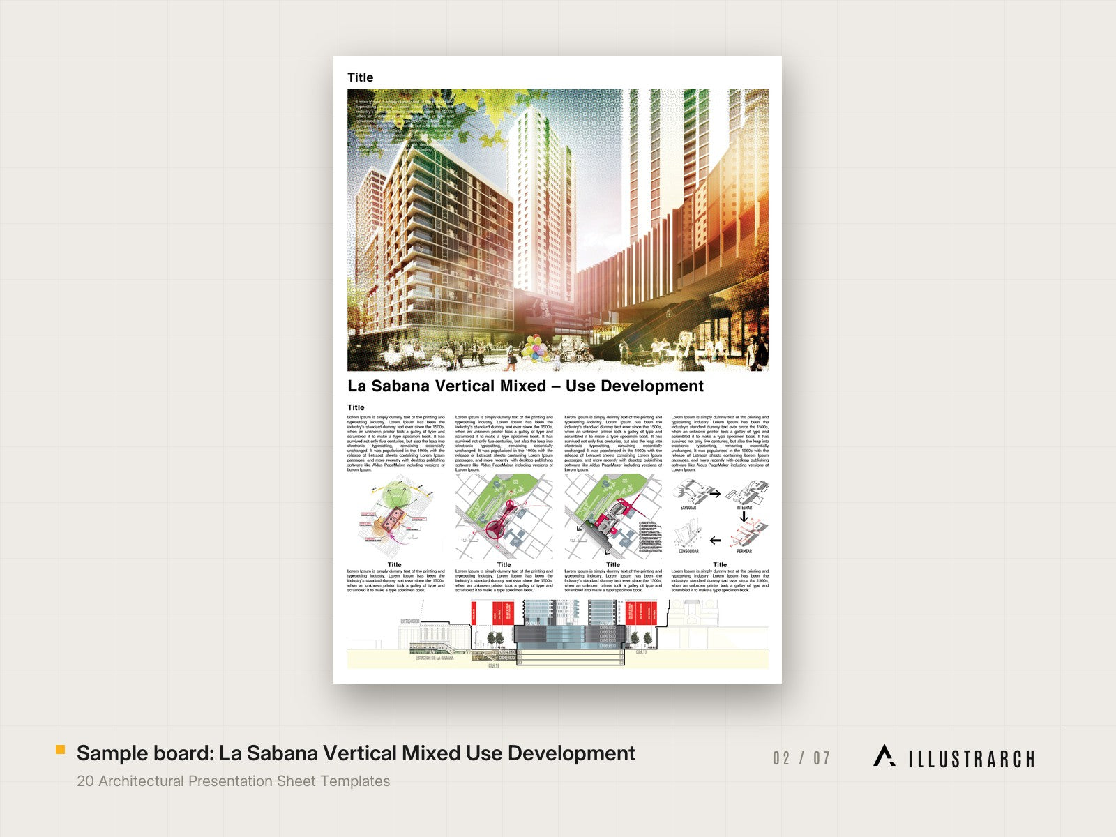 20 Architectural Presentation Sheet Templates: sample board la sabana vertical mixed us