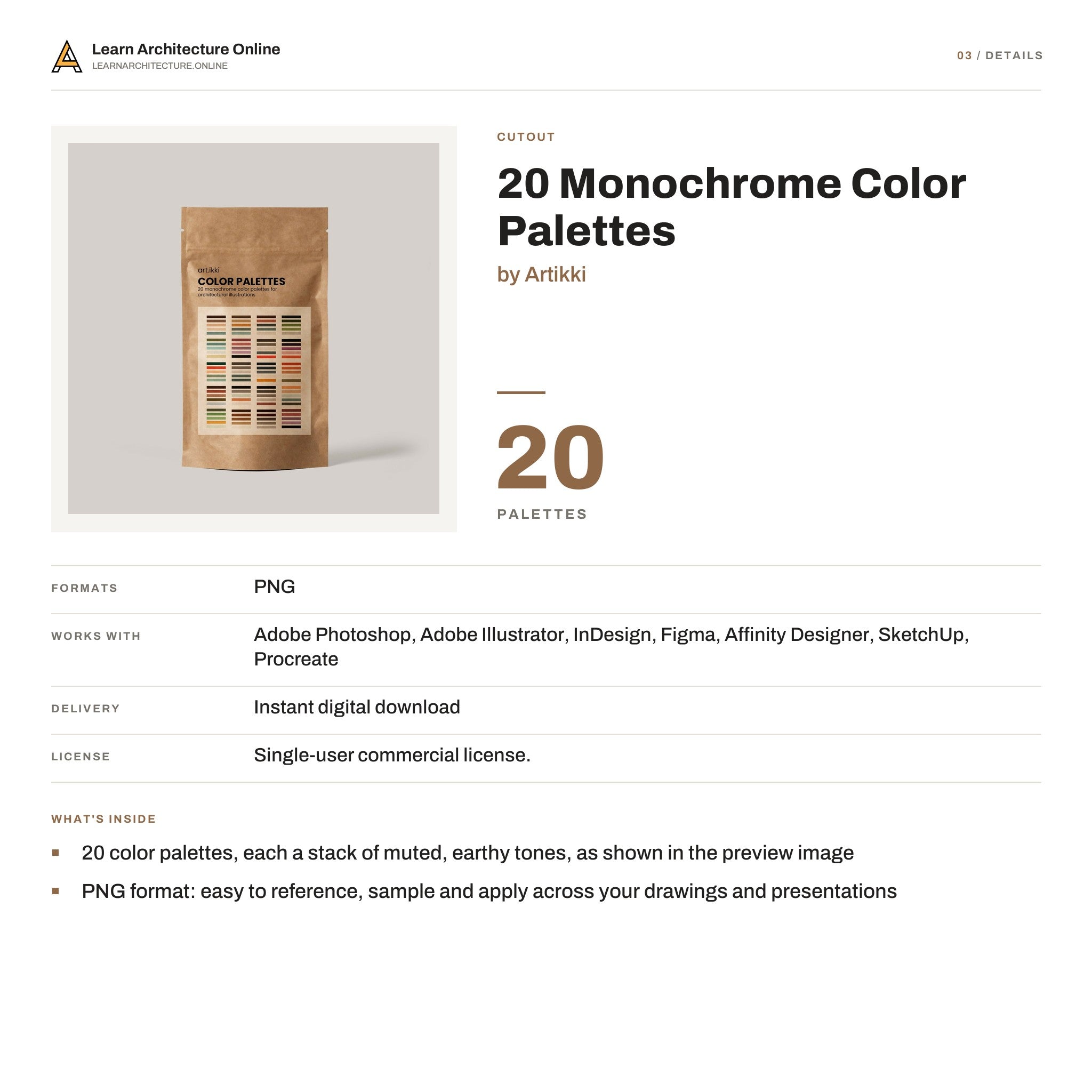 20 Monochrome Color Palettes details