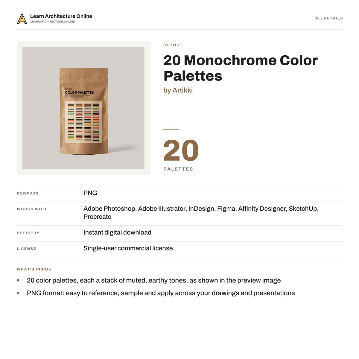 20 Monochrome Color Palettes details