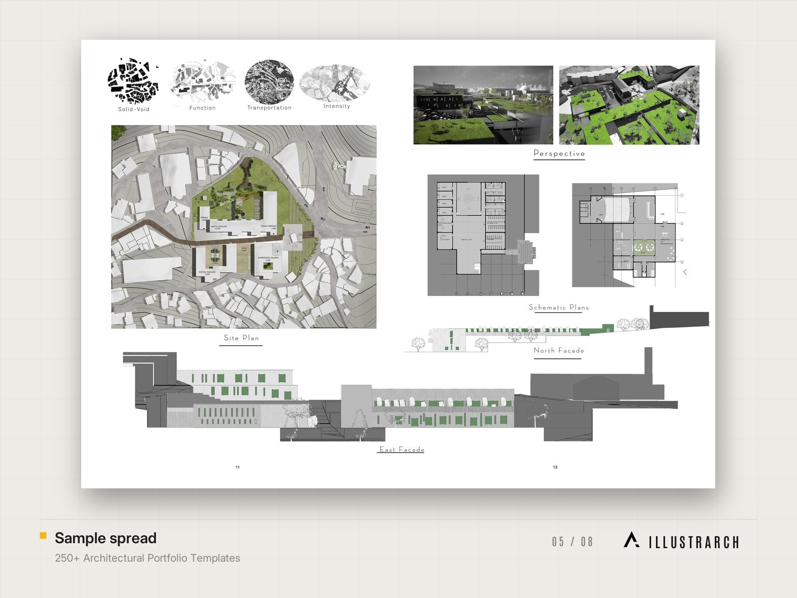250+ Architectural Portfolio Templates: sample spread