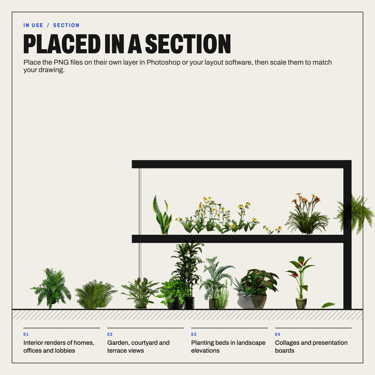Vegetation Cutouts: Potted Plants, Grasses, Flowers: in use