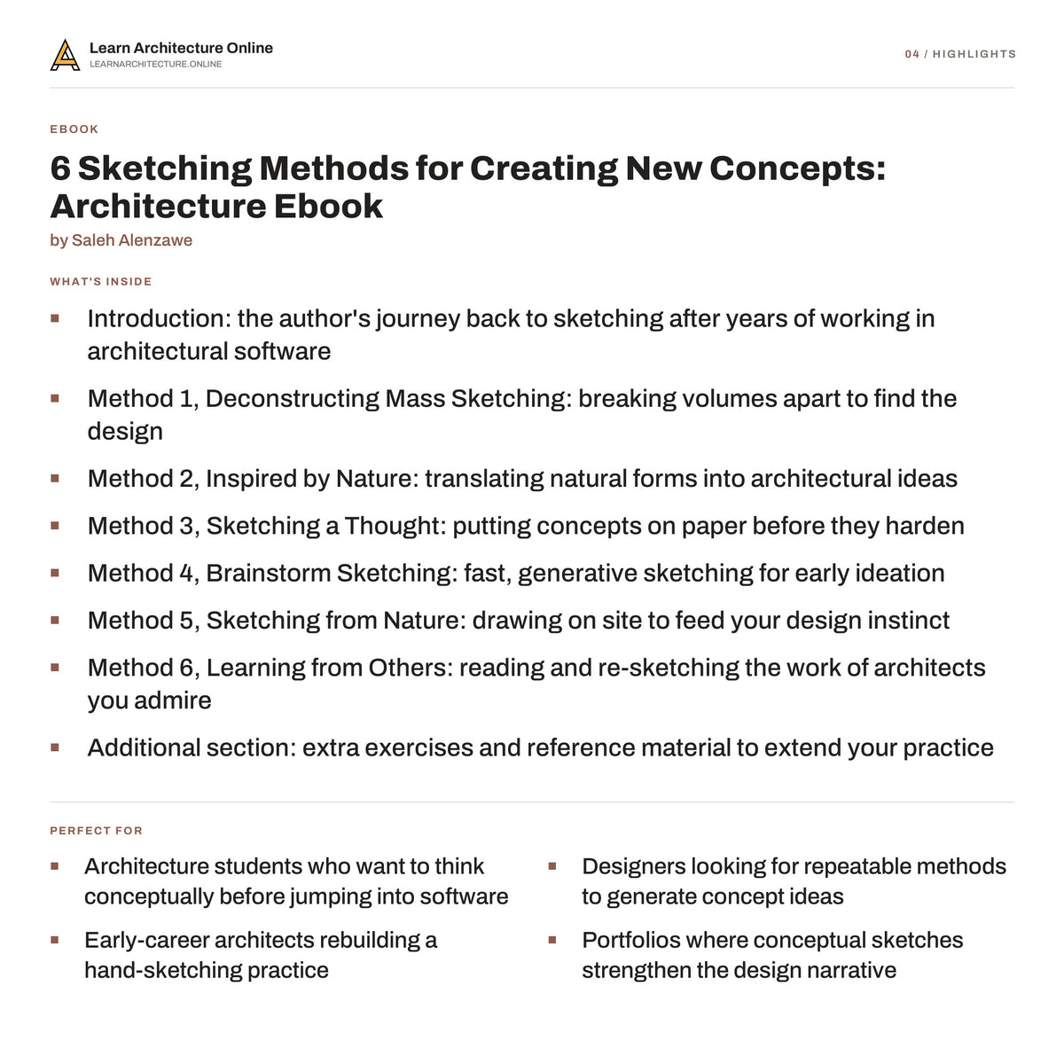 6 Sketching Methods for Creating New Concepts: Architecture Ebook highlights