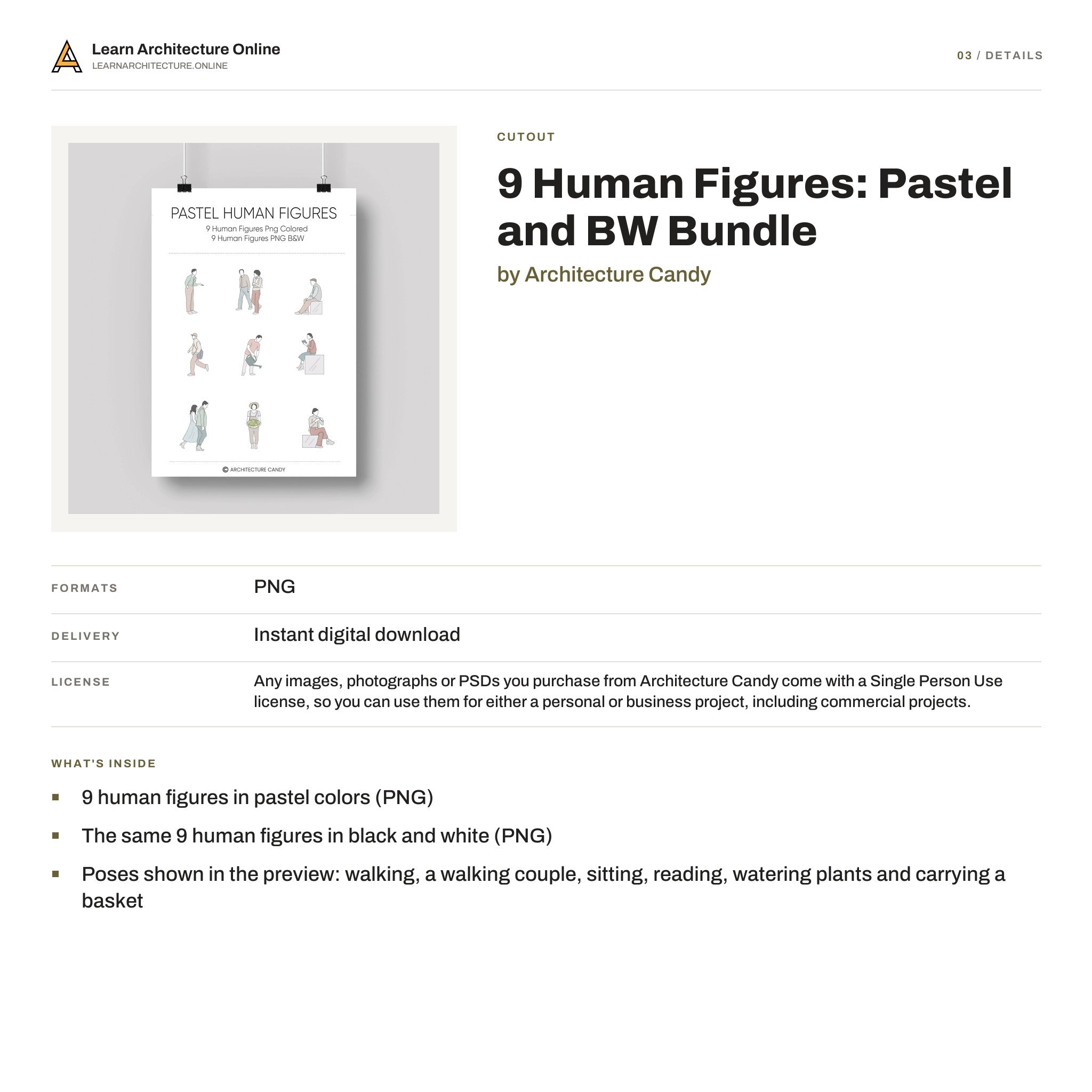 9 Human Figures: Pastel and BW Bundle details