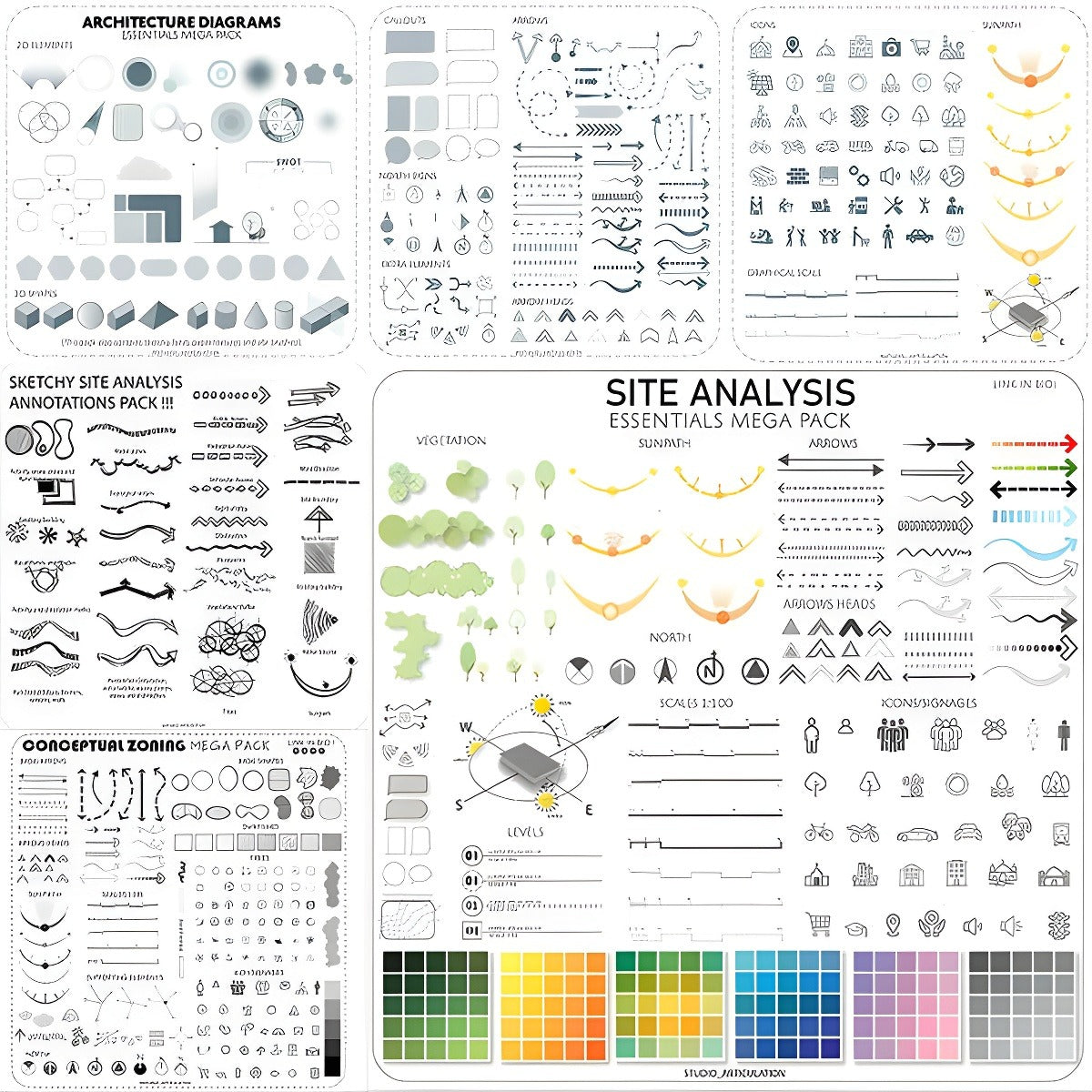 All In One Architecture Diagram/Drawing Essential Bundle — editable template for architects, preview 1 of 7
