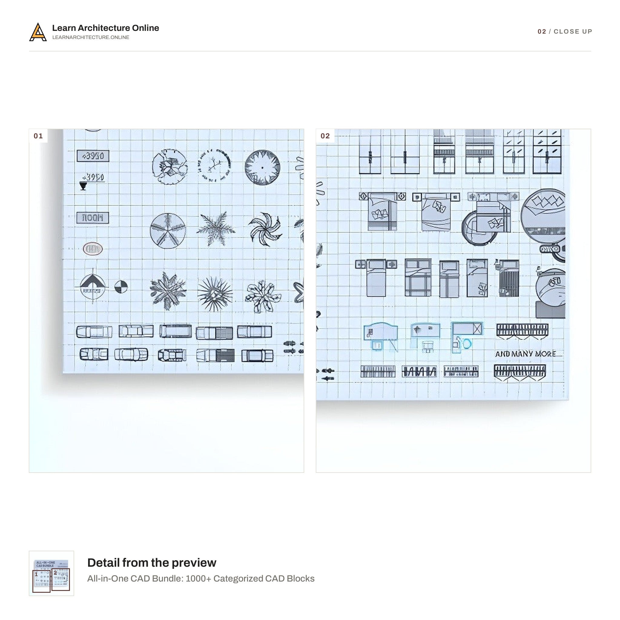 All-in-One CAD Bundle: 1000+ Categorized CAD Blocks close up