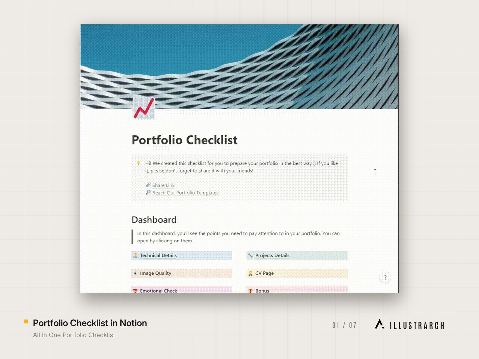 All In One Portfolio Checklist: portfolio checklist in notion