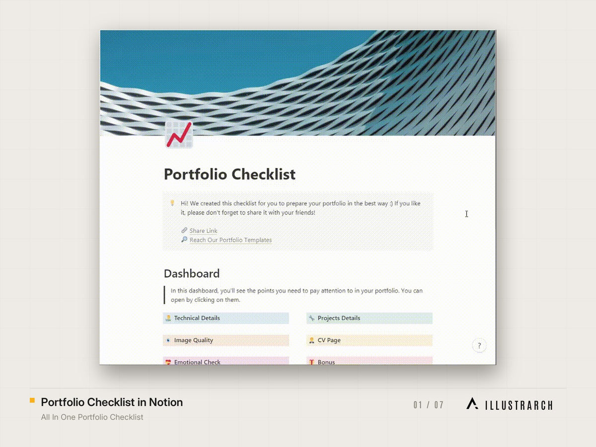 All In One Portfolio Checklist: portfolio checklist in notion