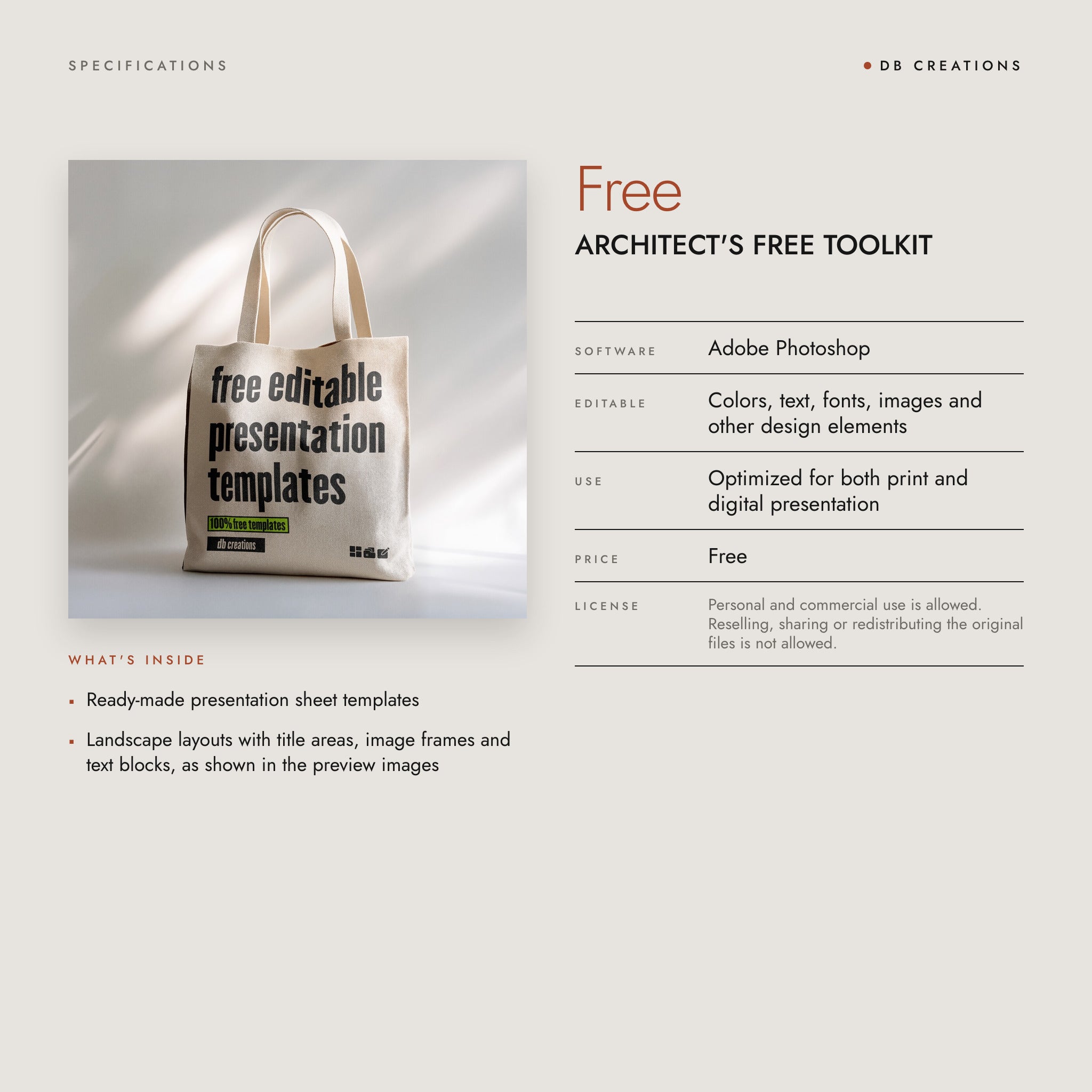 Architect's Free Toolkit: Premium Presentation Sheet Templates: specs