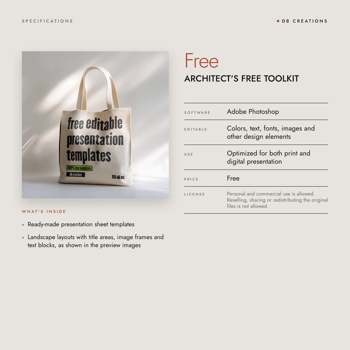 Architect's Free Toolkit: Premium Presentation Sheet Templates: specs