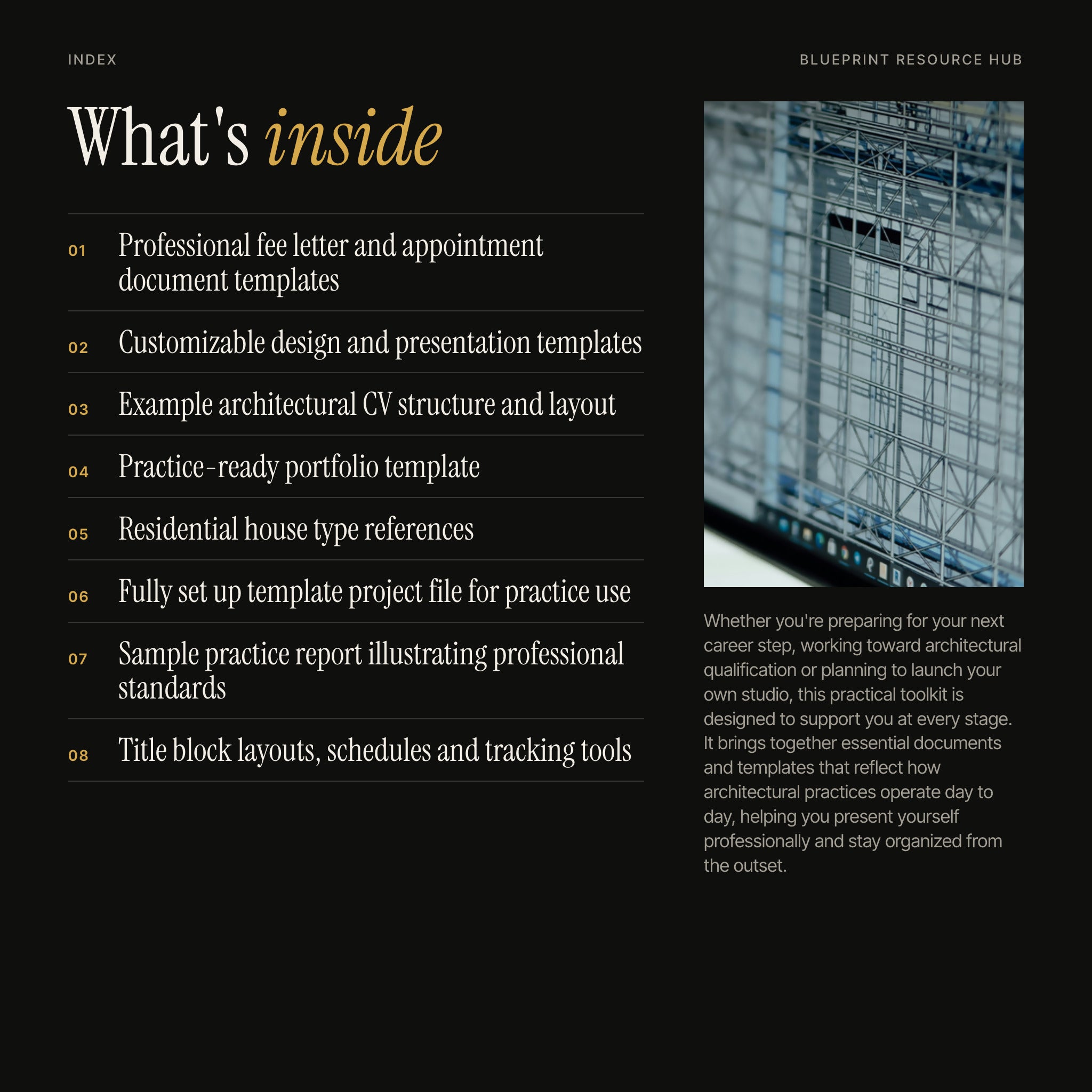 Starter Kit for Architects: index