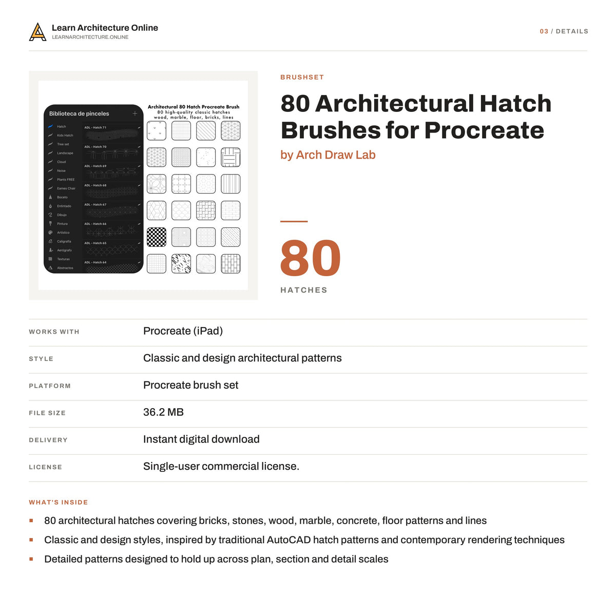 80 Architectural Hatch Brushes for Procreate details