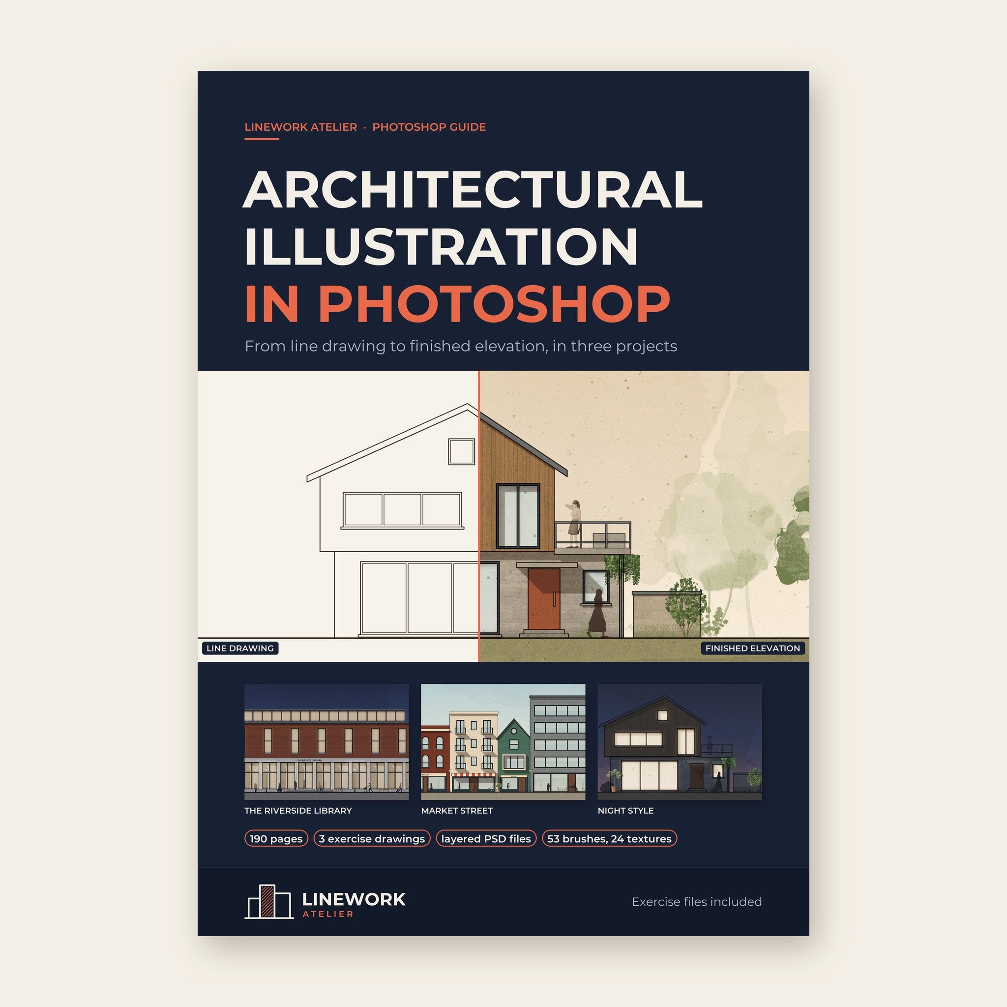 Architectural Illustration in Photoshop by Linework Atelier, ebook cover