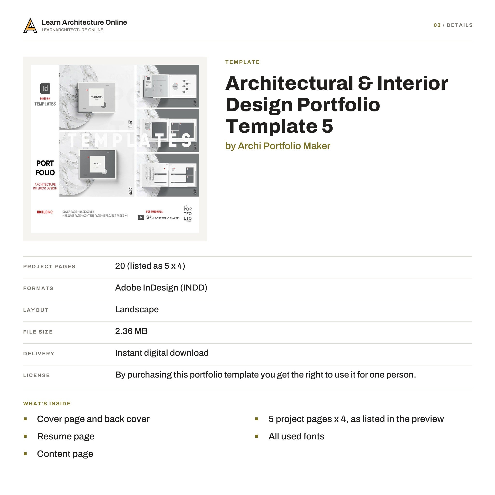 Architectural & Interior Design Portfolio Template 5 details