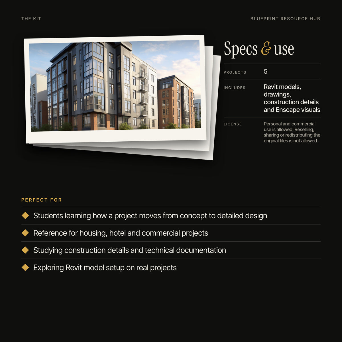 Architectural Revit Project Pack: Project Details & Drawings 2: kit specs