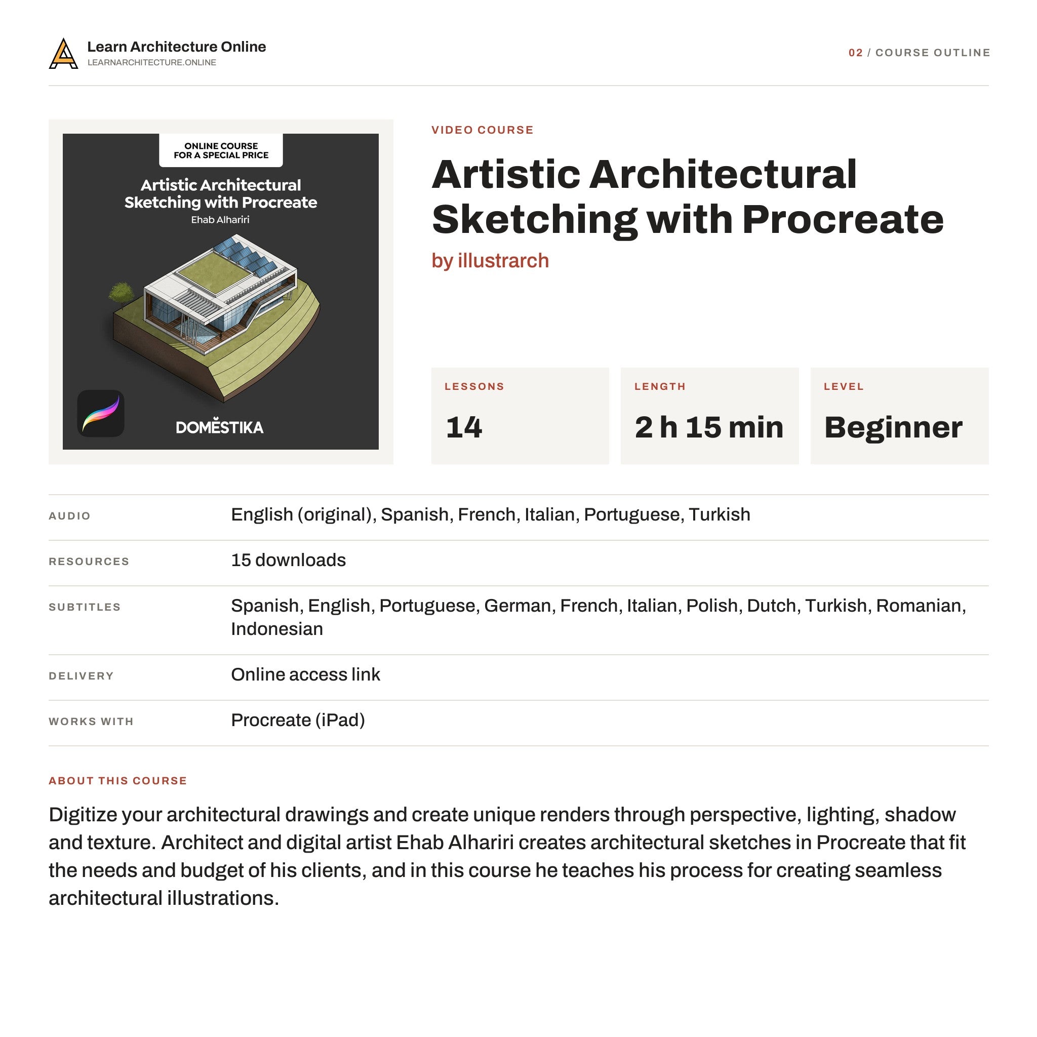 Artistic Architectural Sketching with Procreate course outline