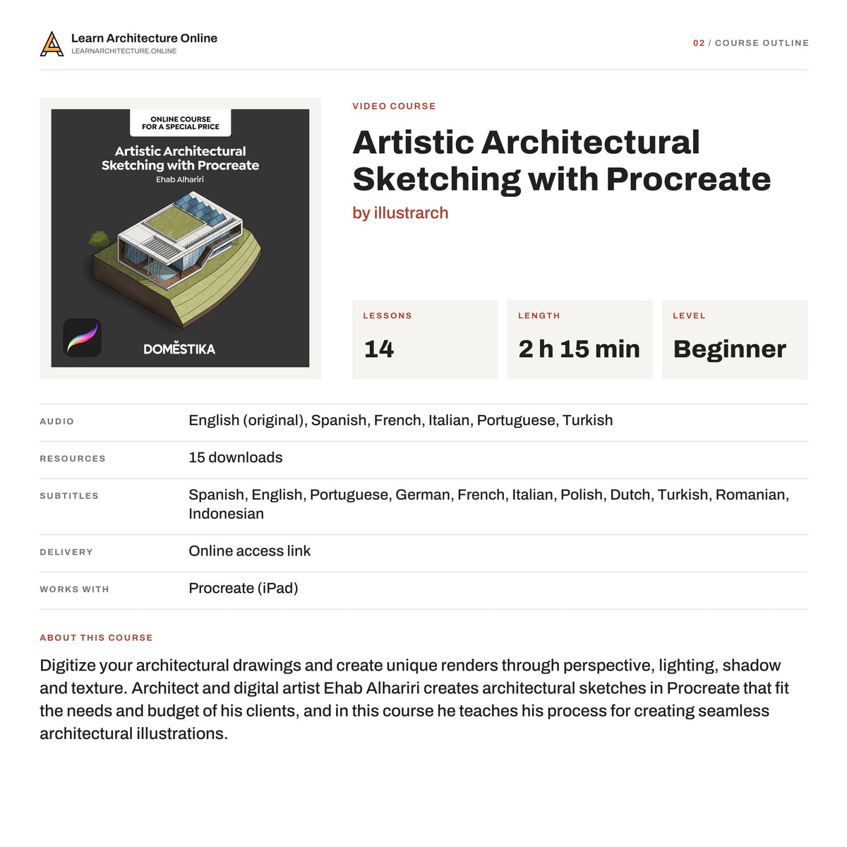 Artistic Architectural Sketching with Procreate course outline