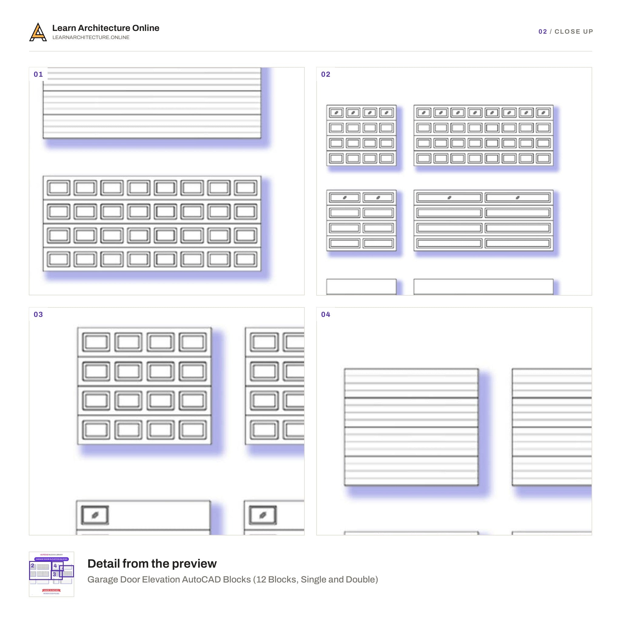 Garage Door Elevation AutoCAD Blocks close up