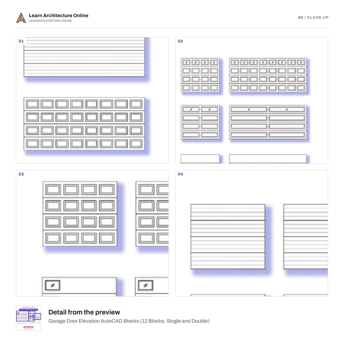 Garage Door Elevation AutoCAD Blocks close up