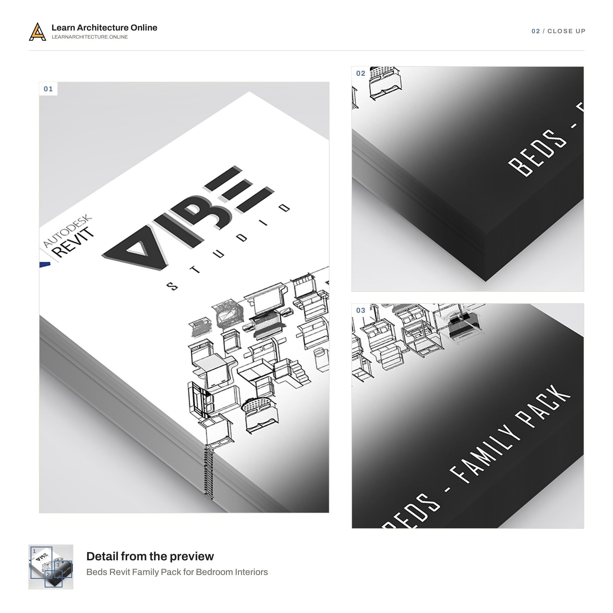 Beds Revit Family Pack for Bedroom Interiors close up