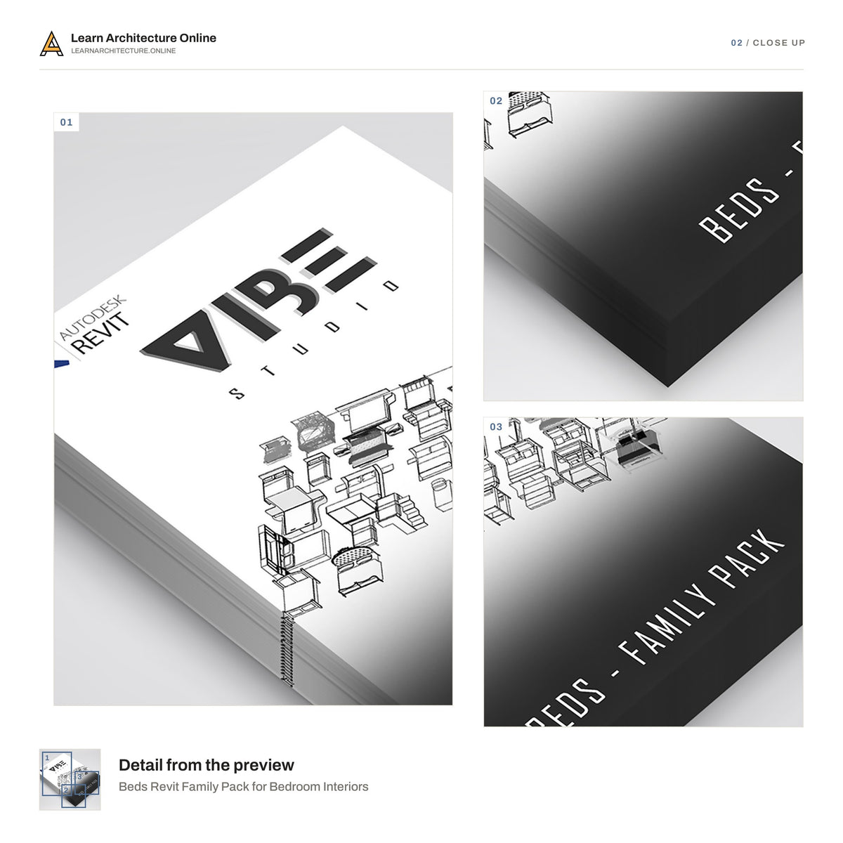 Beds Revit Family Pack for Bedroom Interiors close up