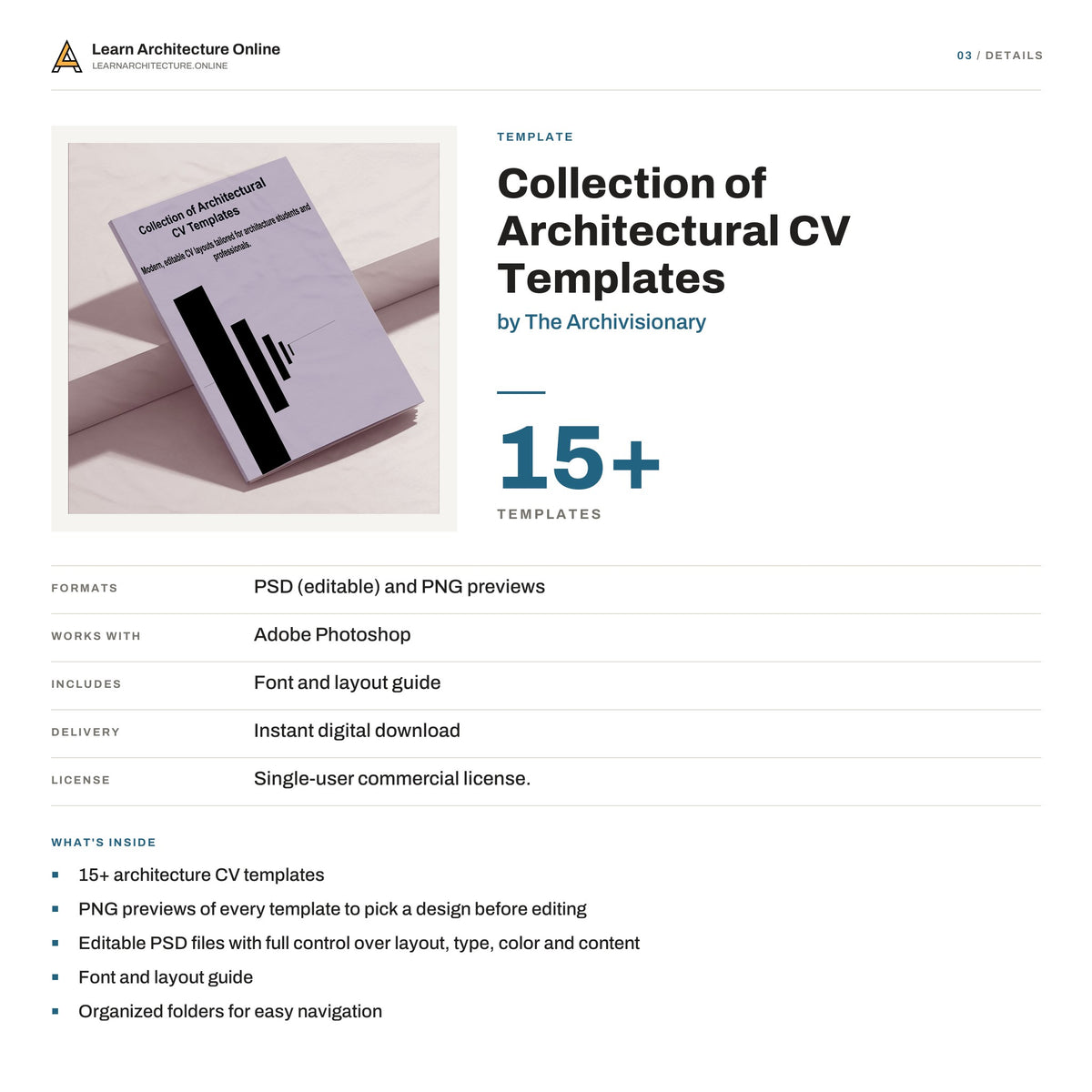 Collection of Architectural CV Templates details