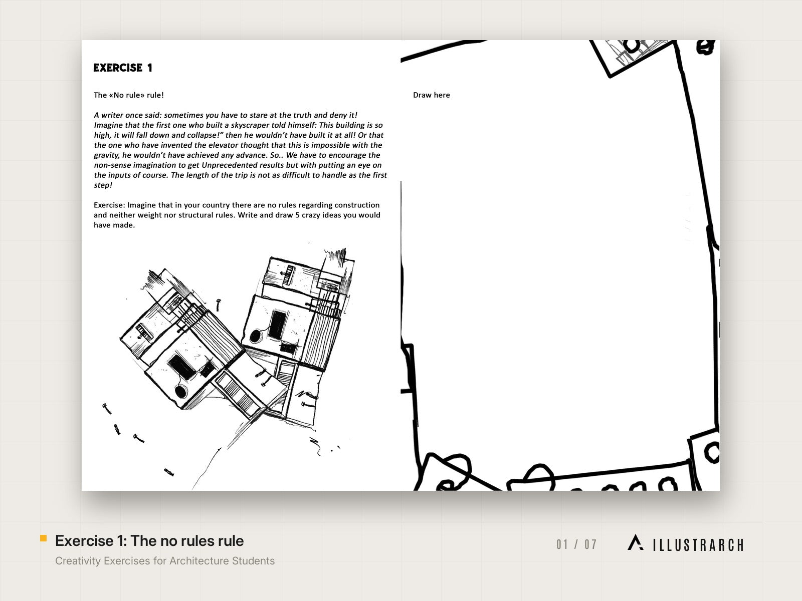 Creativity Exercises Ebook for Architecture Students: exercise 1 the no rules rule