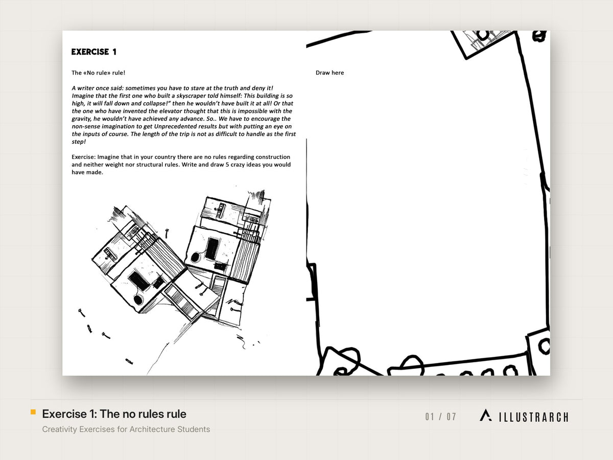 Creativity Exercises Ebook for Architecture Students: exercise 1 the no rules rule