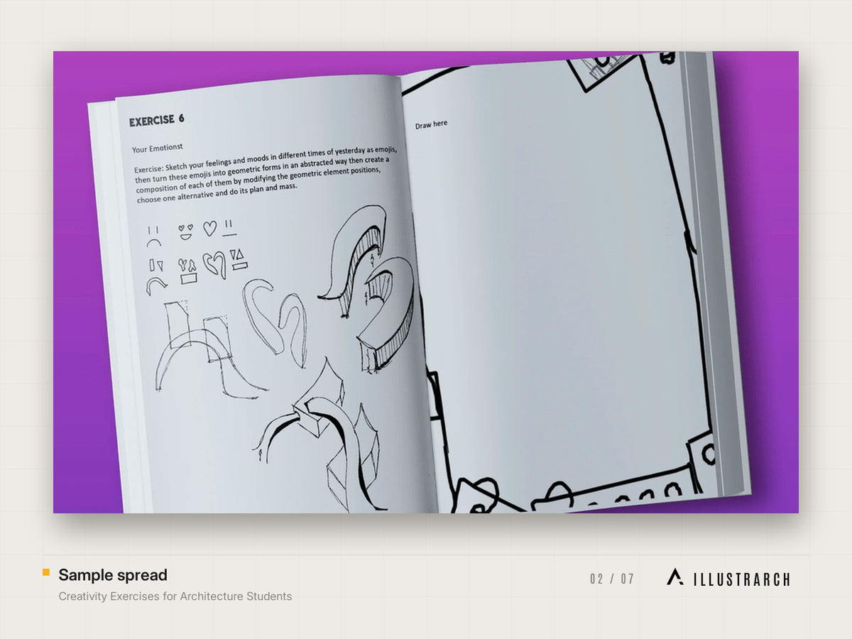 Creativity Exercises Ebook for Architecture Students: sample spread