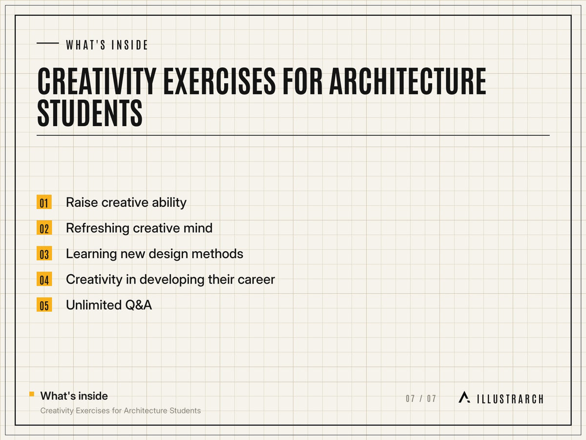 Creativity Exercises Ebook for Architecture Students: card what s inside