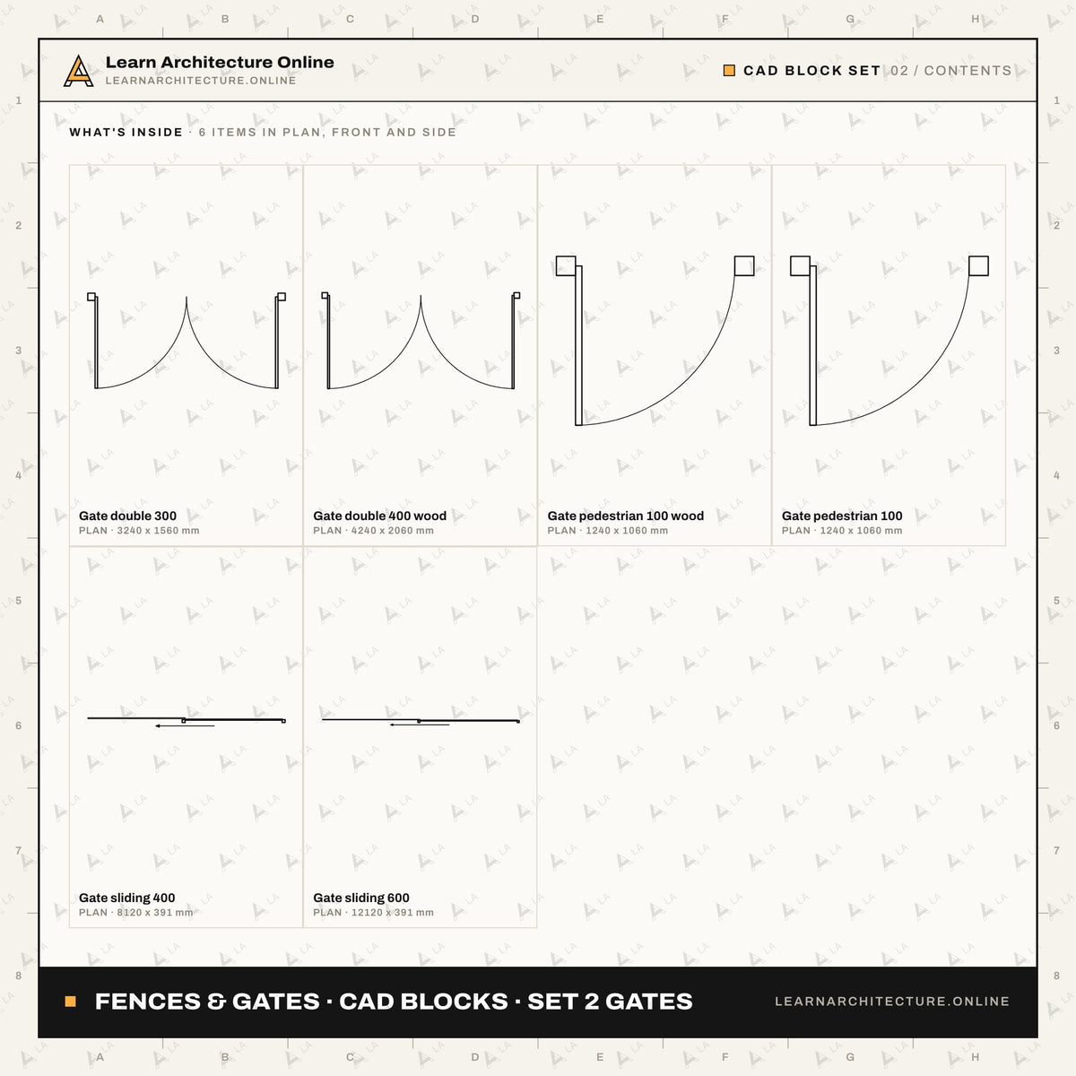 Fences & Gates CAD Blocks · Set 2 Gates (18 Blocks)