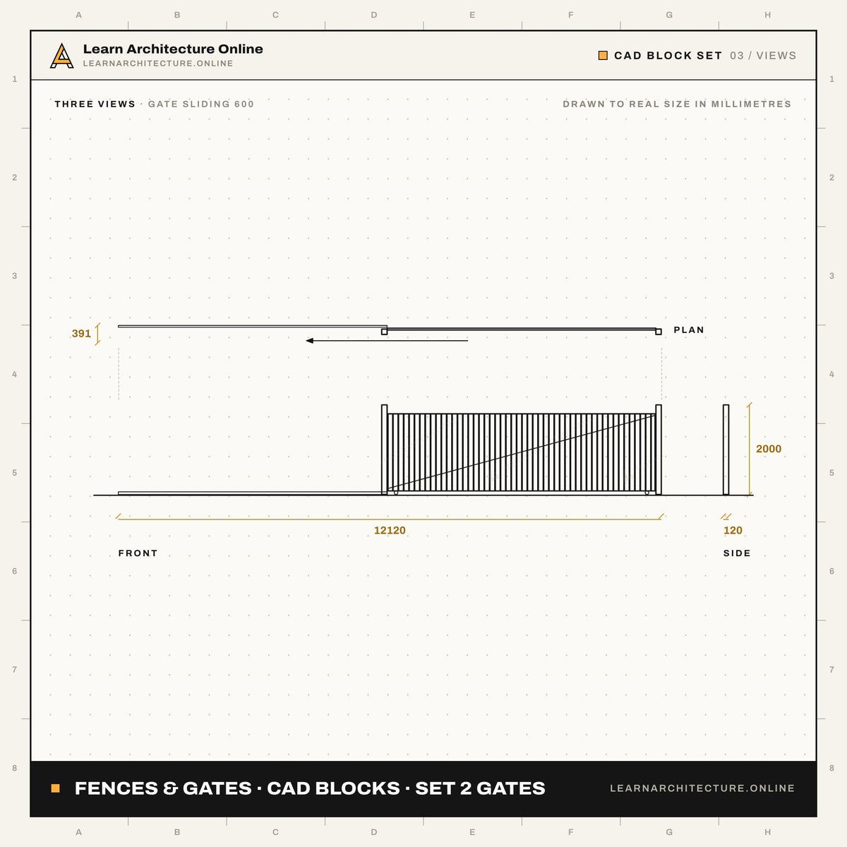 Fences & Gates CAD Blocks · Set 2 Gates (18 Blocks)