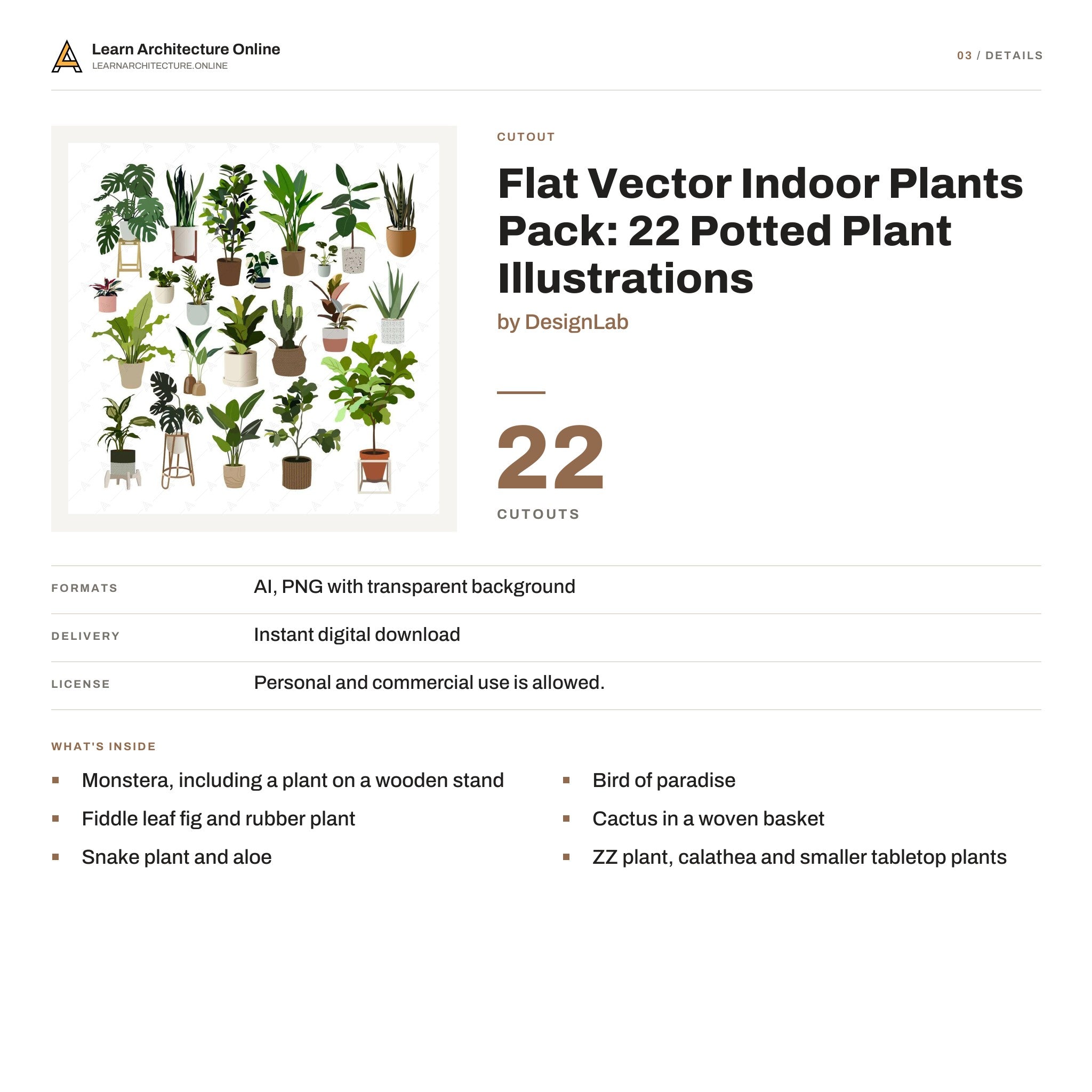 Flat Vector Indoor Plants Pack: 22 Potted Plant Illustrations details